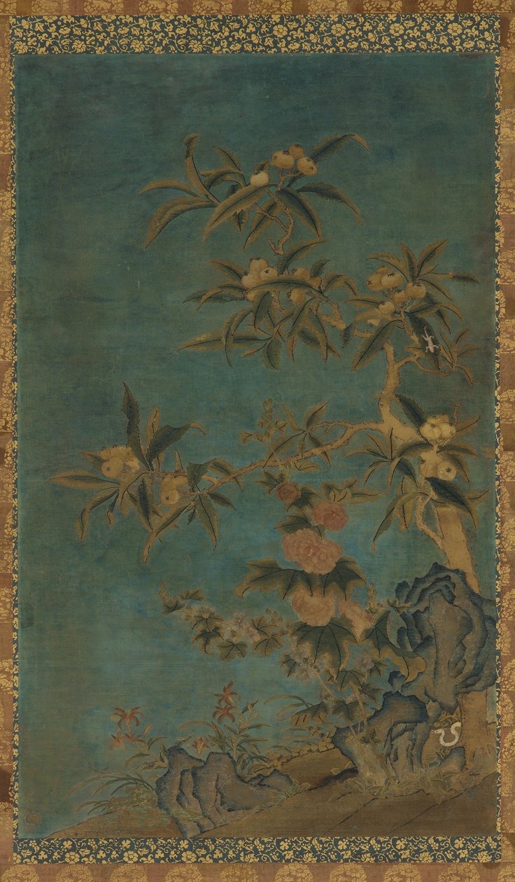 Tapiserie: ovocné stromy a topolovky, dynastie Ming, 1368-1644. od Unbekannt