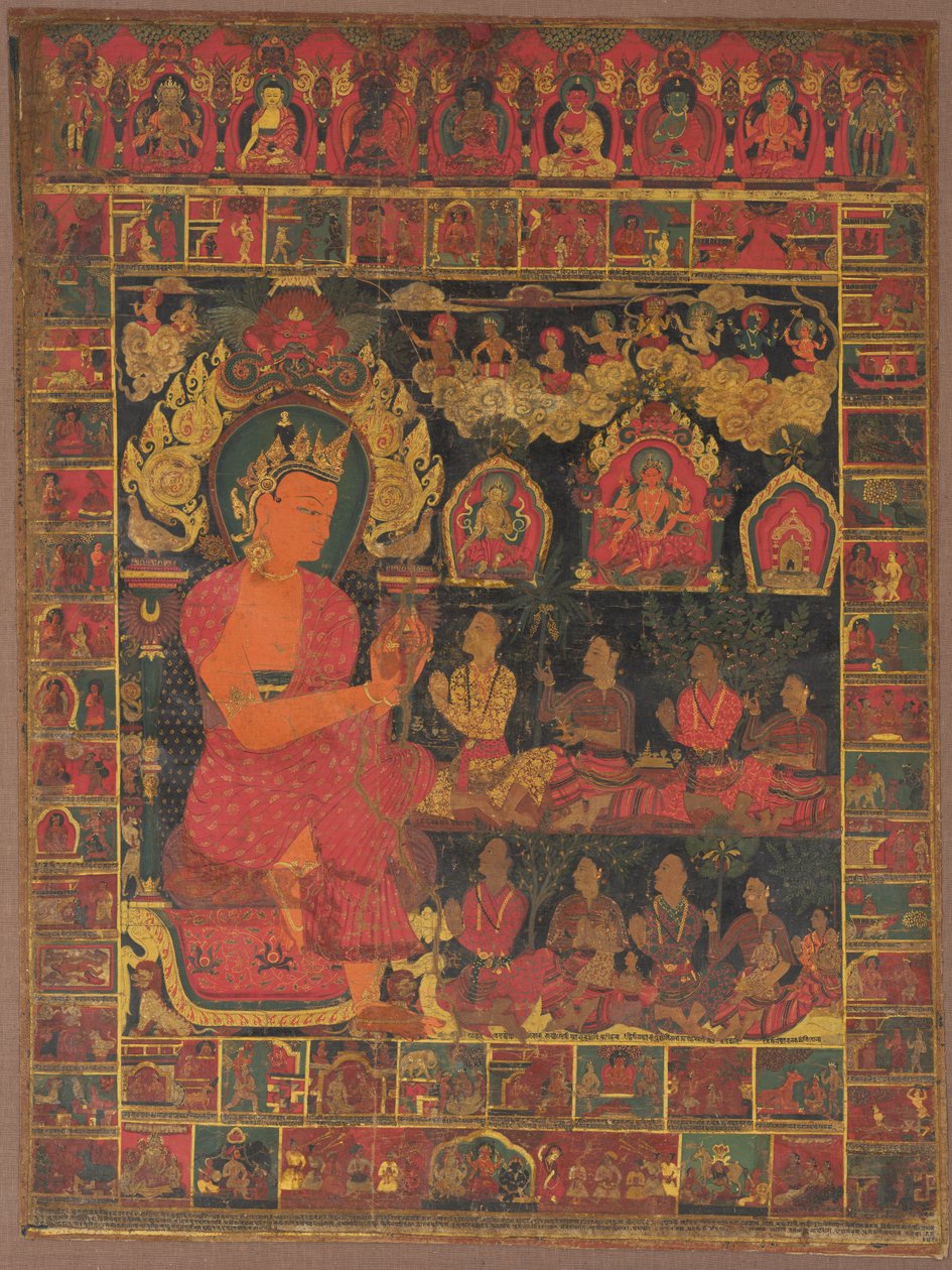 Thangka s Bejeweled Buddha Preaching, 1648. od Unbekannt
