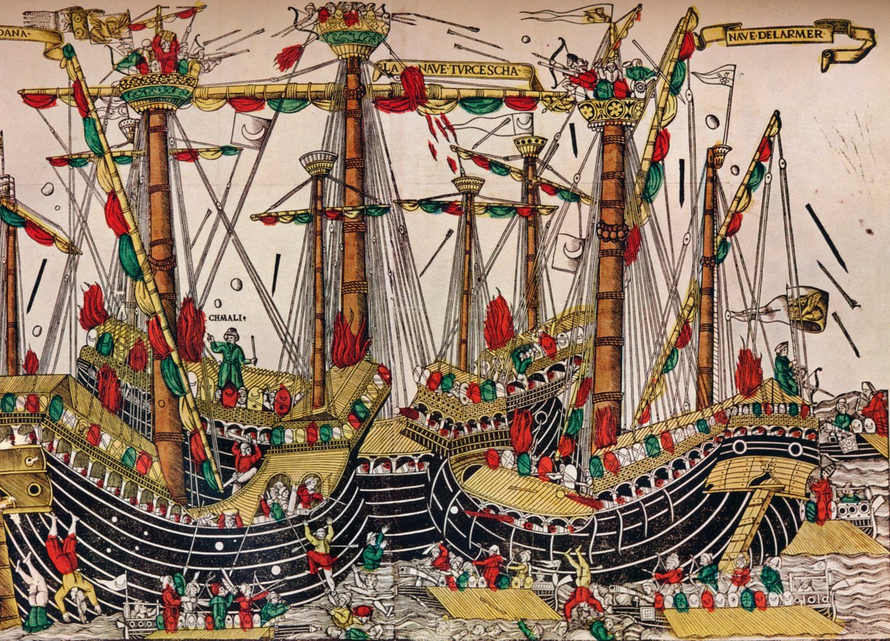 Bitva u Zonchio Navarino, c1499 od Unbekannt