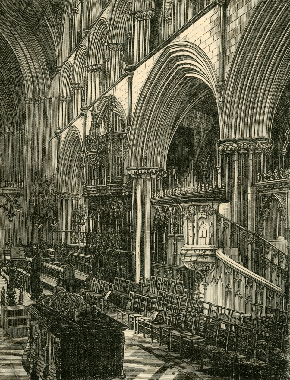 The Choir of Worcester Cathedral, 1898. od Unbekannt