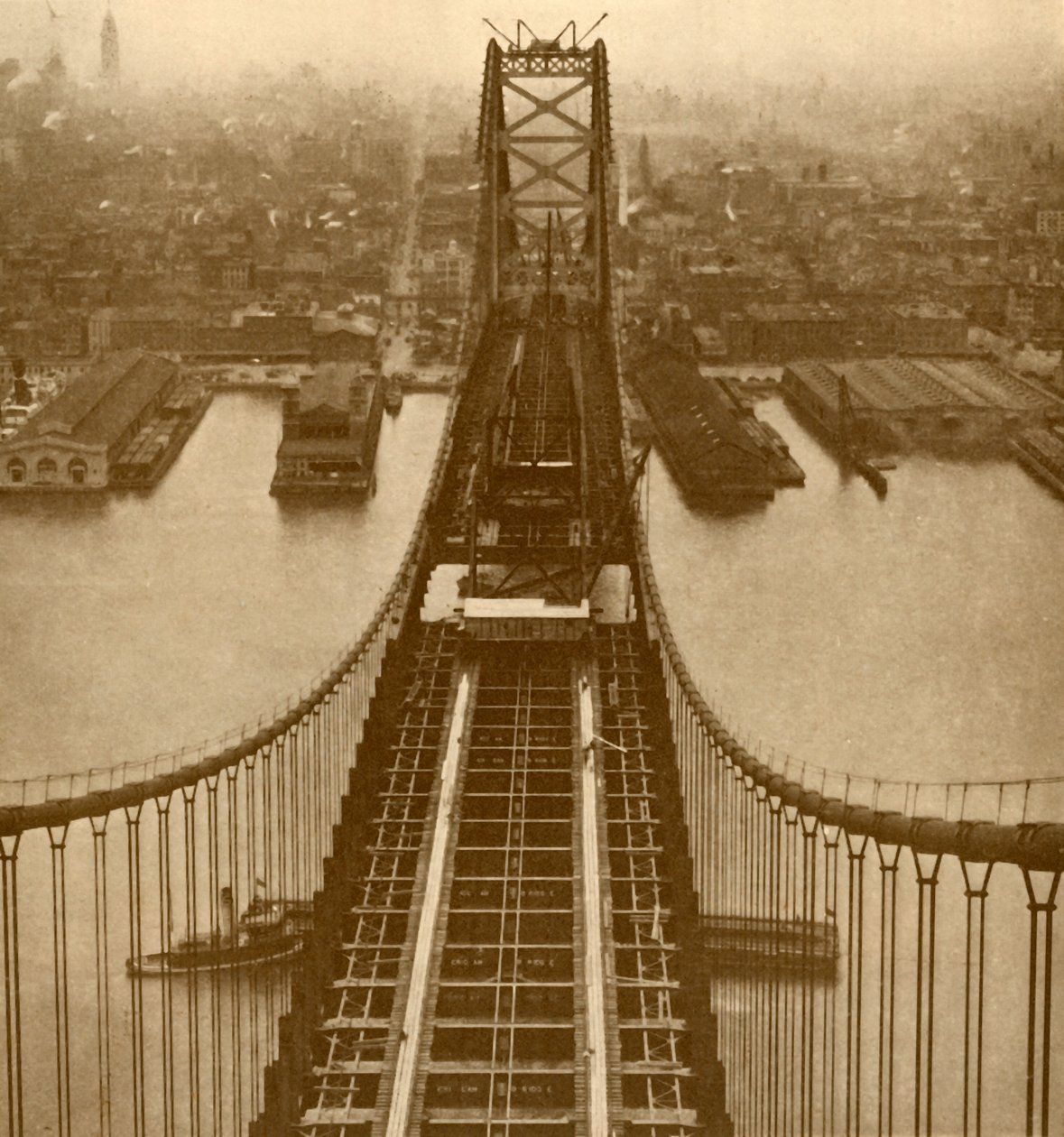 Visutý most přes řeku Delaware, c1930. od Unbekannt