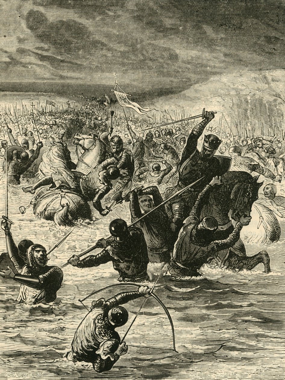 The English Passing The Somme, 1346, 1890. od Unbekannt