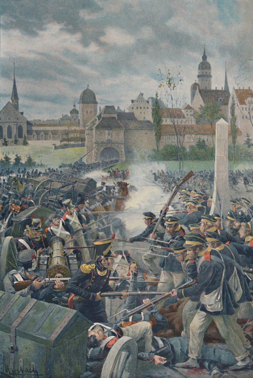 Francouzská armáda opouští Leipsic, 1813, 1896. od Unbekannt