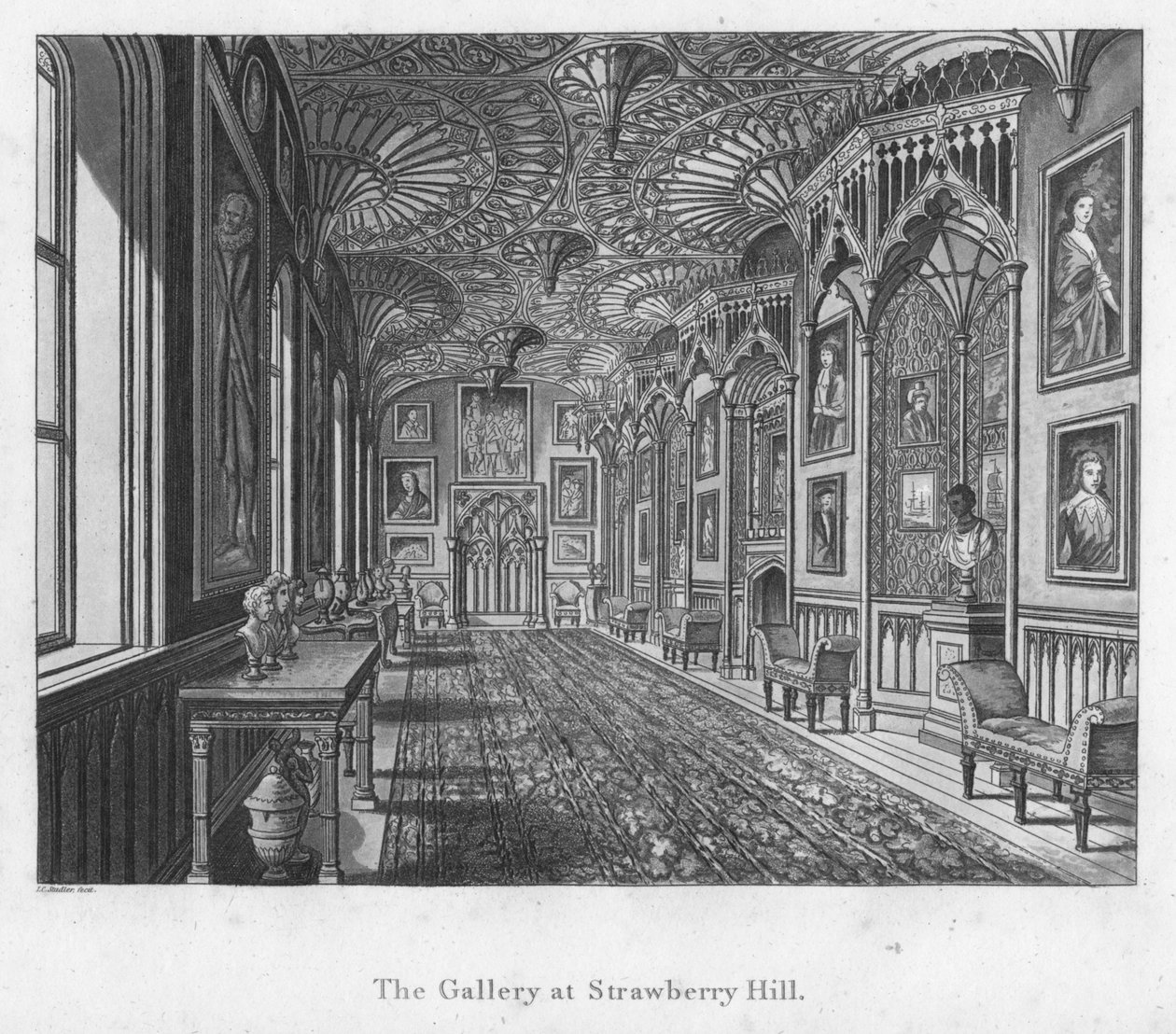Galerie na Strawberry Hill, c1792. od Unbekannt
