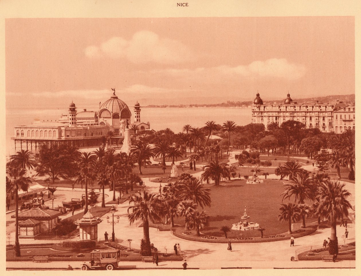 Pohled do zahrad z kasina, Nice, 1930. od Unbekannt