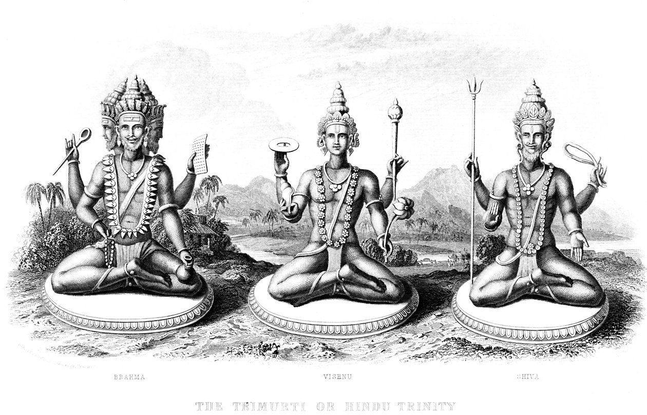 Hinduistická trojice, c1800 od Unbekannt