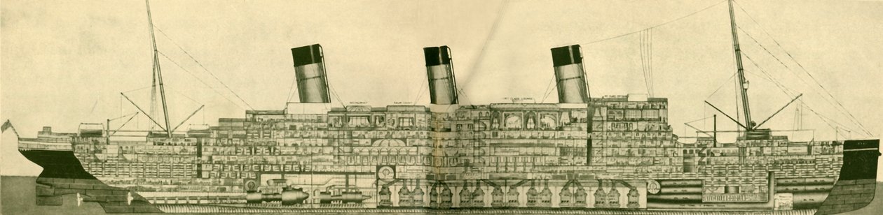 Majestic 56 551 tun zobrazeno v řezu, c1930. od Unbekannt