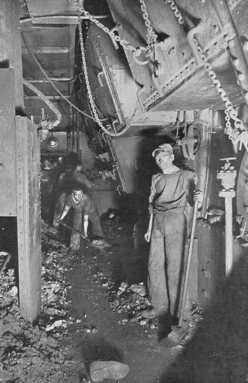 The Stokehold of a Battleship, 1914 od Unbekannt
