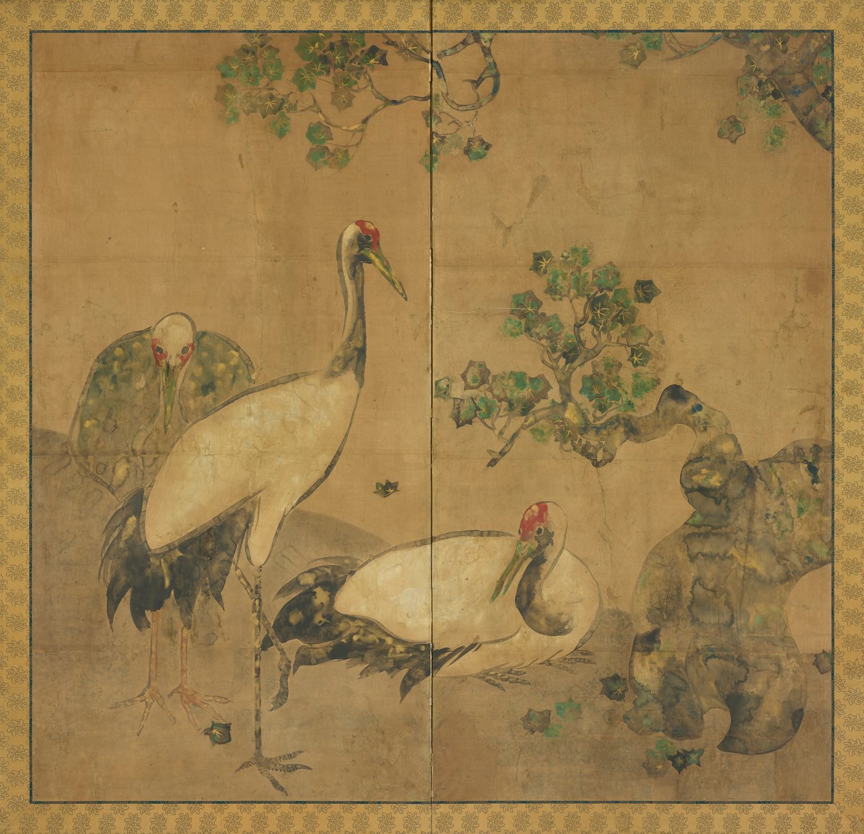 Tři jeřábi pod stromem, období Edo, 1615-1868. od Unbekannt