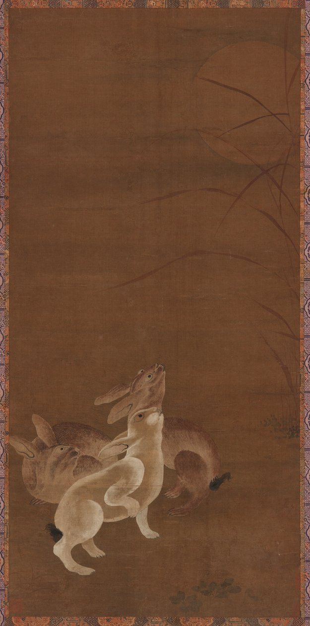 Tři zajíci při pohledu na Měsíc, 1368-1644. od Unbekannt