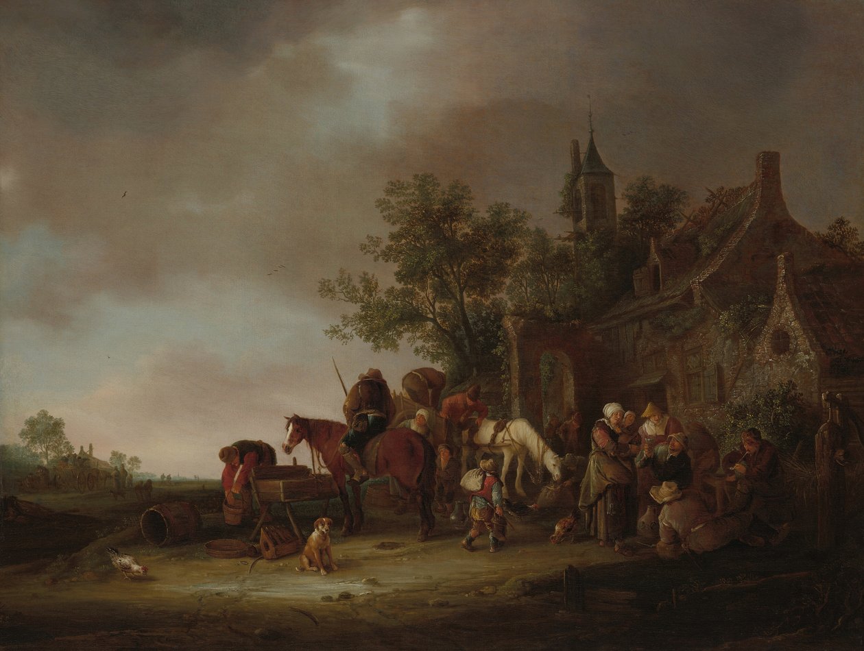 Travelers Halting at an Inn, 1643. od Unbekannt