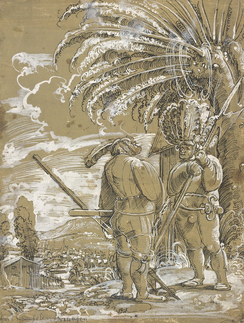 Dva landsknechti, c. 1520 od Unbekannt