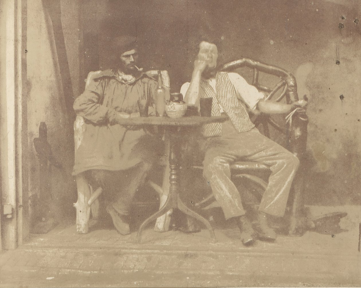 Dva muži sedící u stolu, 1850. od Unbekannt