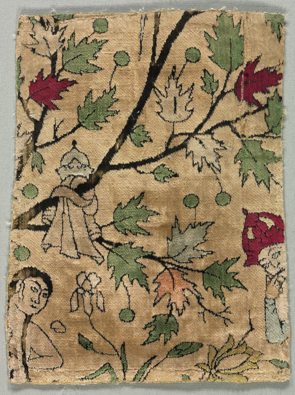 Velvet Fragment, Khusrau Sees Shirin Bathing, 1550-99. od Unbekannt