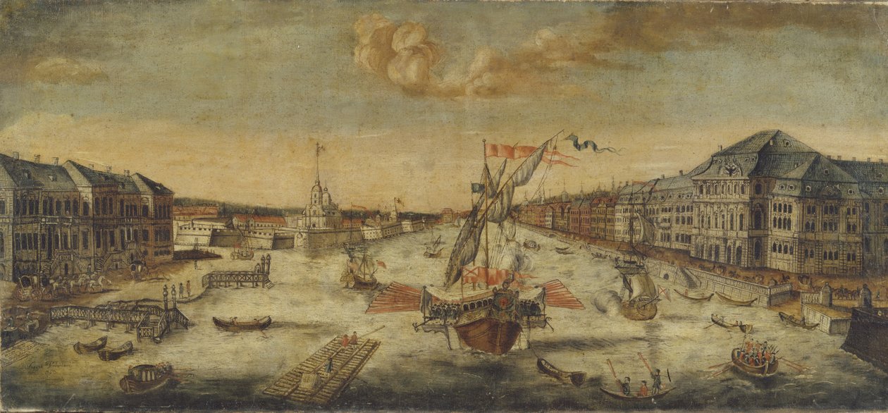 Pohled na břehy řeky Něvy, 1753 od Unbekannt