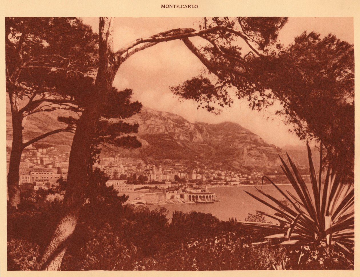 Pohled na Monte-Carlo z Monaka, 1930. od Unbekannt