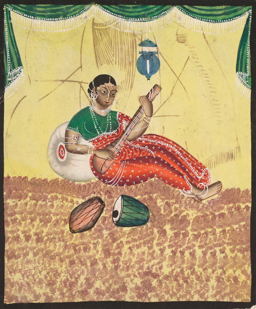 Žena hrající hudbu, 1800. od Unbekannt