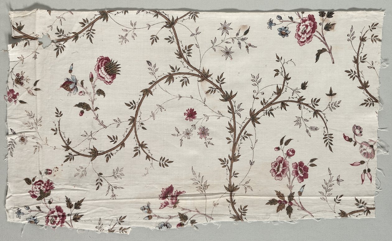 Woodblock tištěný bavlněný fragment, 1785. od Unbekannt