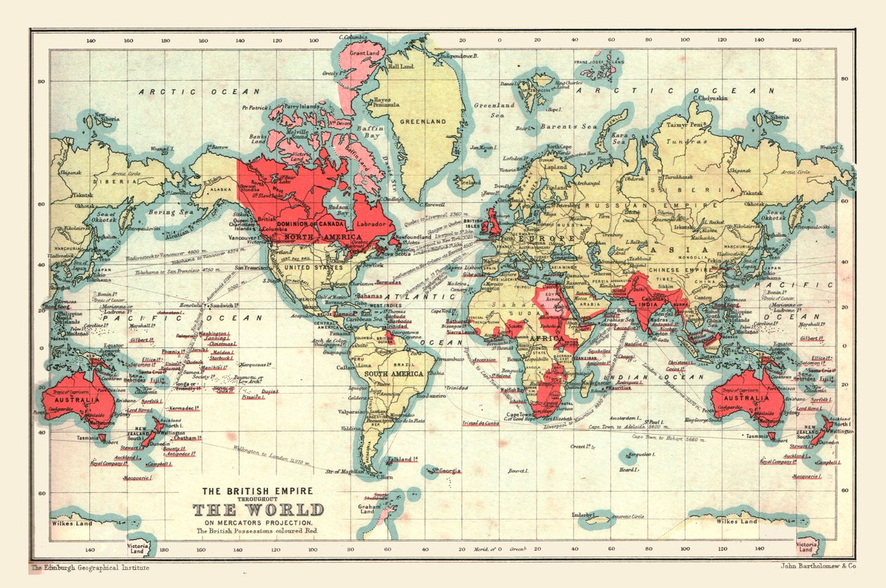 Mapa světa zobrazující Britské impérium, 1902. od Unbekannt