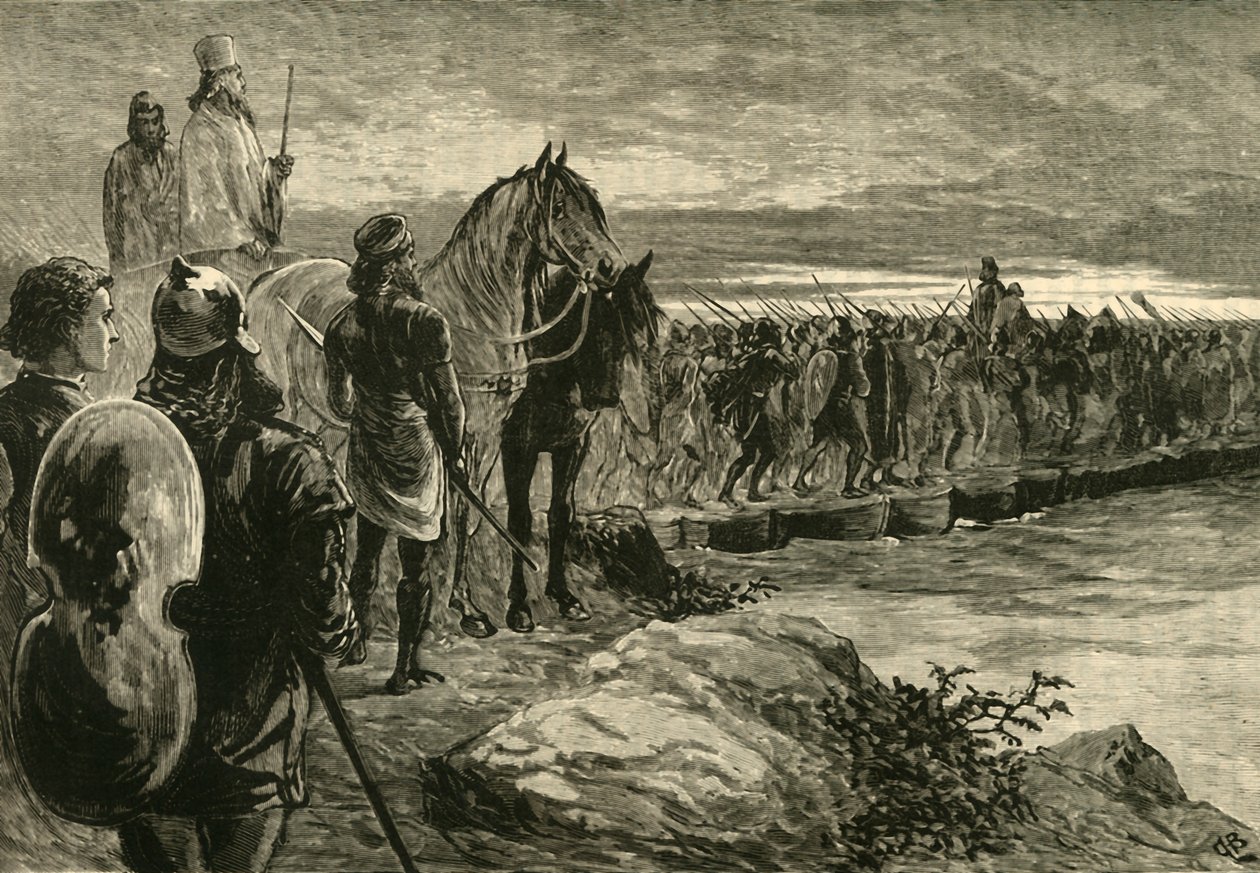 Xerxes Crossing The Hellespont, 1890. od Unbekannt