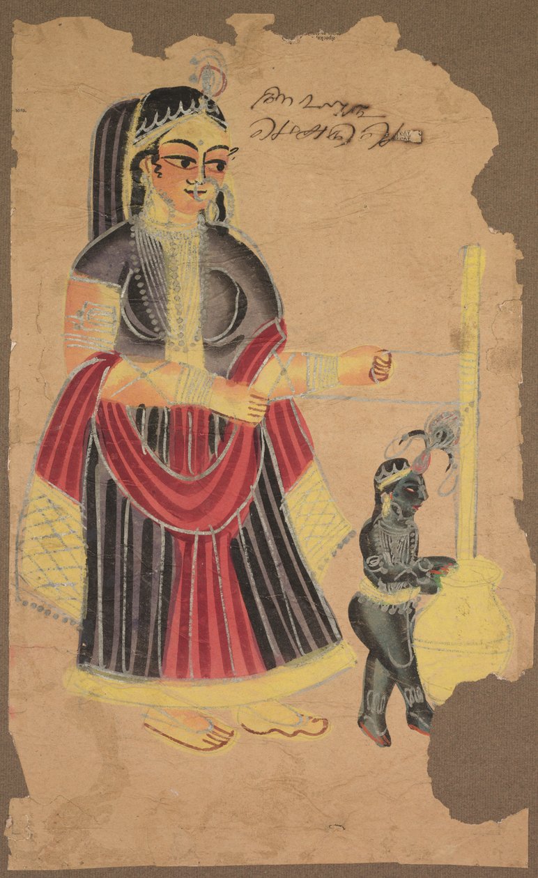 Yasoda a Krishna, 1800s. od Unbekannt