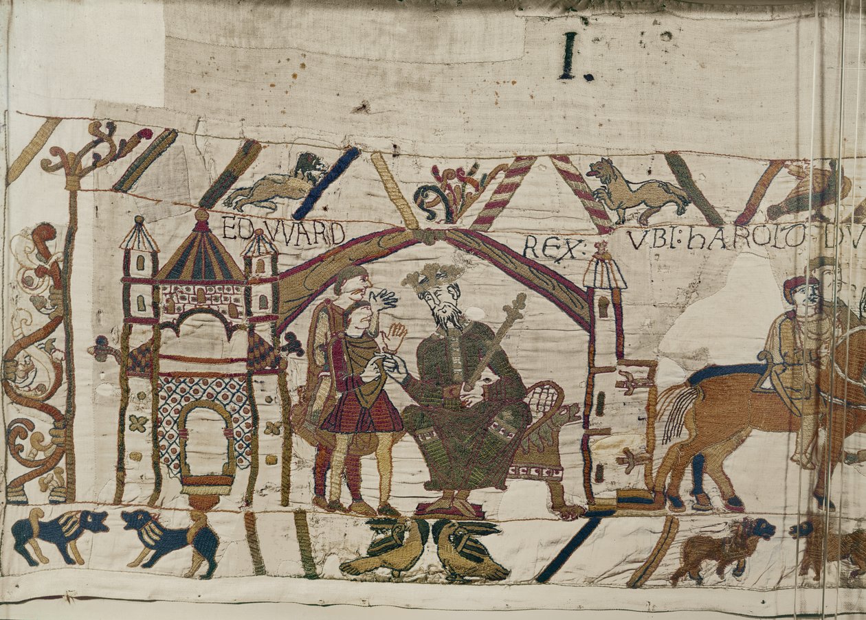 Král Edward Vyznavač posílá Harolda do Normandie, Bayeux Tapestry od Unbekannt Unbekannt