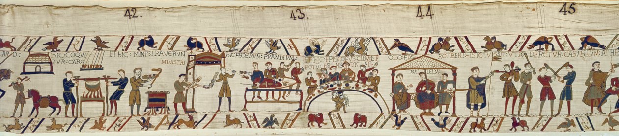 Normanští služebníci připravující banket pro Williama, Bayeux Tapestry od Unbekannt Unbekannt