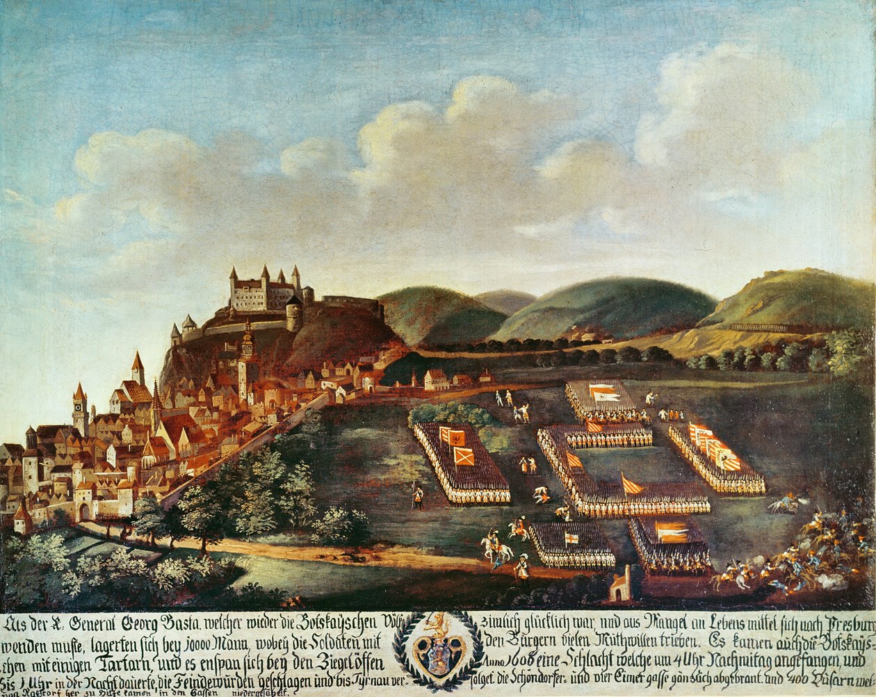 Příjezd jednotek generála Georga Basty před Pressburg od Unbekannt Unbekannt