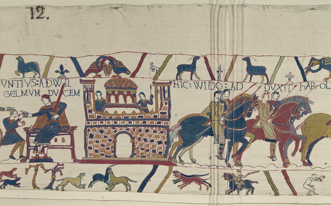 Count Guy vezme hraběte Harolda do Williama, vévody z Normandie, Bayeux Tapestry od Unbekannt Unbekannt