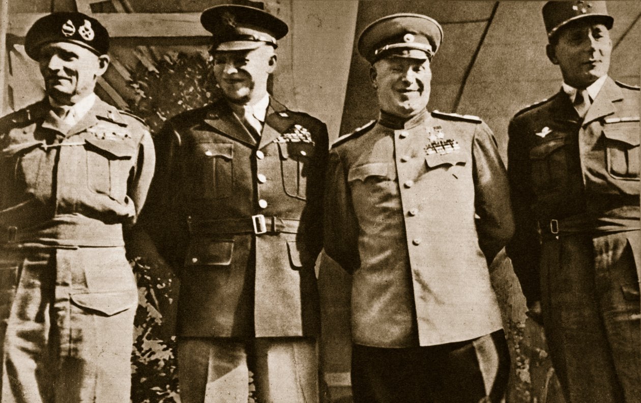 Polní maršál Montgomery, generál Eisenhower, maršál Žukov a generál de Lattre de Tassigny, Berlín, 5. června 1945 od Unbekannt Unbekannt