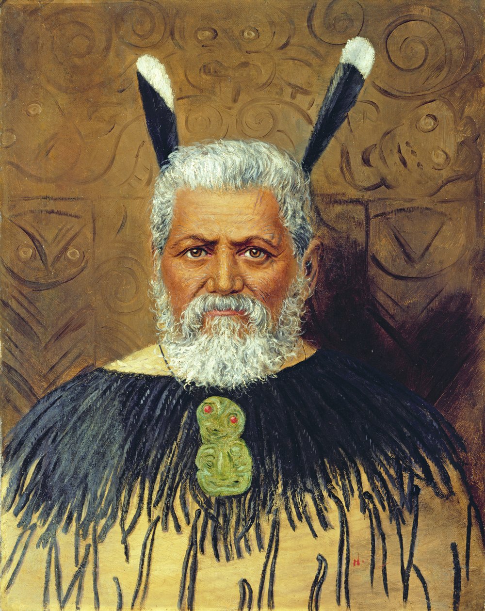 Portrét Maori, kolem roku 1890 od Unbekannt Unbekannt