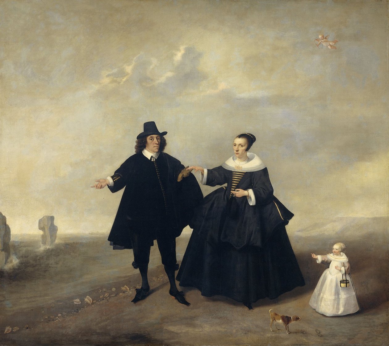 Portrét manželského páru s dítětem, členové rodiny Beresteyn, c.1655 od Unbekannt Unbekannt