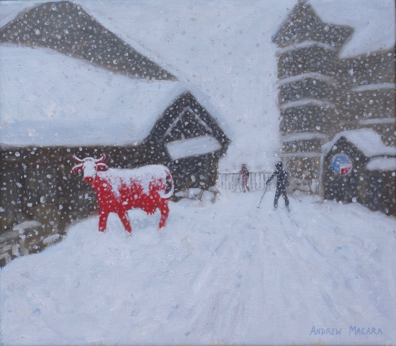 Červená kráva, Les Arcs. 2018 od Unbekannt Unbekannt