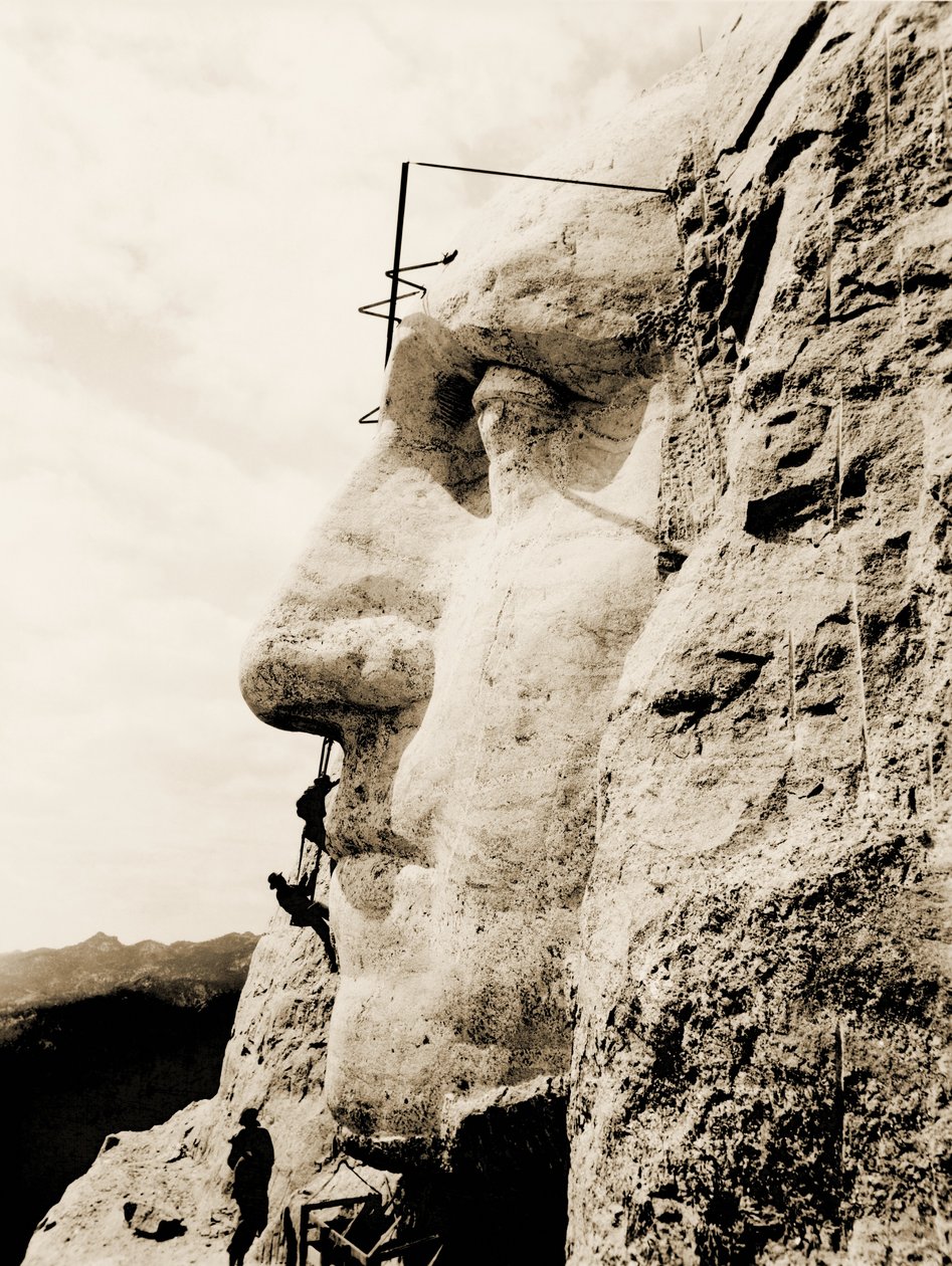 Stavba The Mount Rushmore National Memorial, detail George Washington, 1928 od Unbekannt Unbekannt