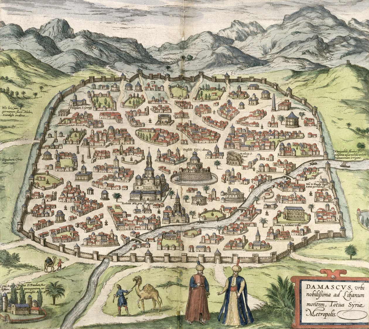 Mapa města Damašku, Sýrie, 1620 od Unbekannt Unbekannt
