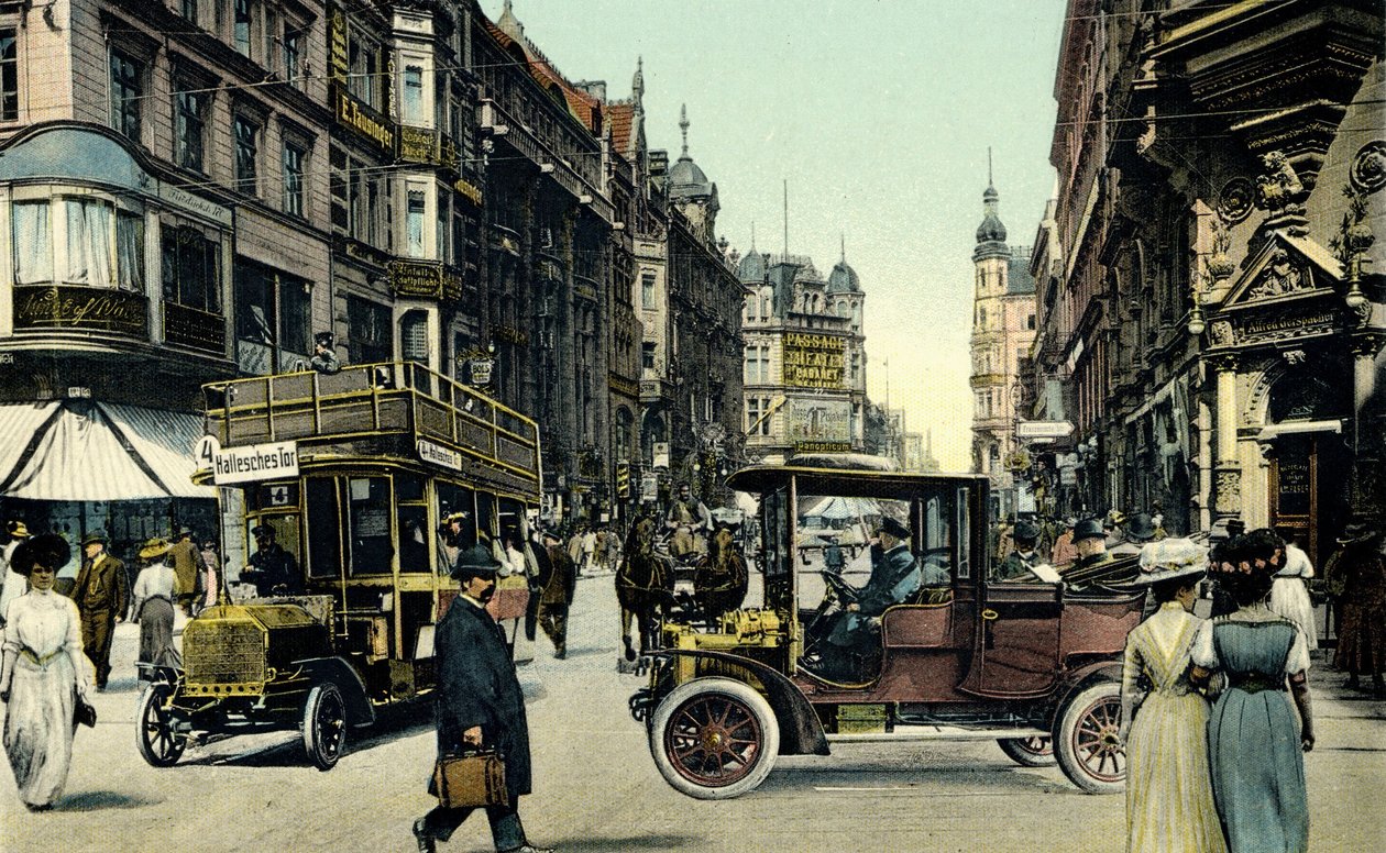 Berlínská pouliční scéna, počátek 20. století (pohlednice) od Unbekannter Künstler