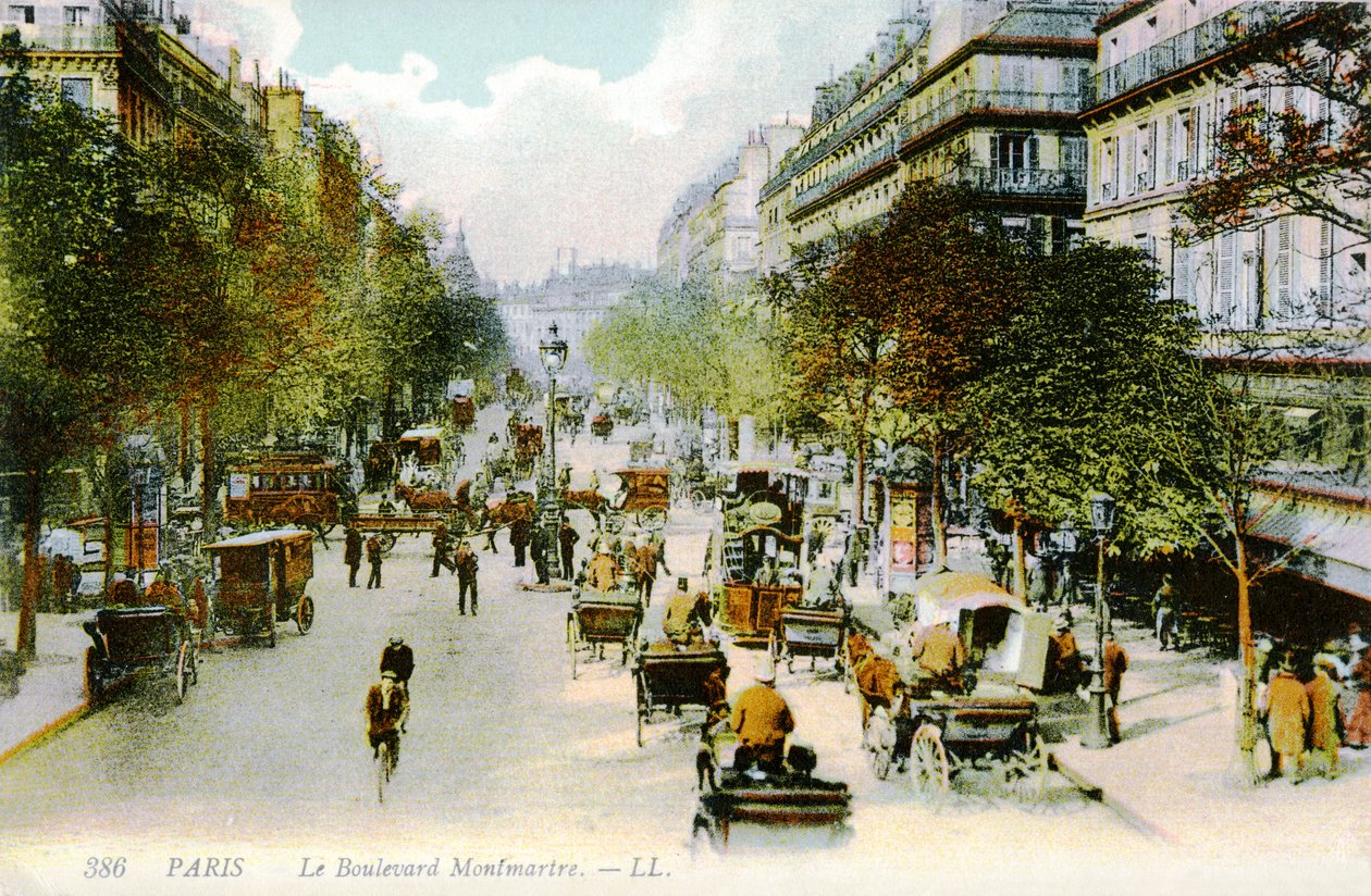Boulevard Montmartre, Paříž, kolem roku 1900 od Unbekannter Künstler