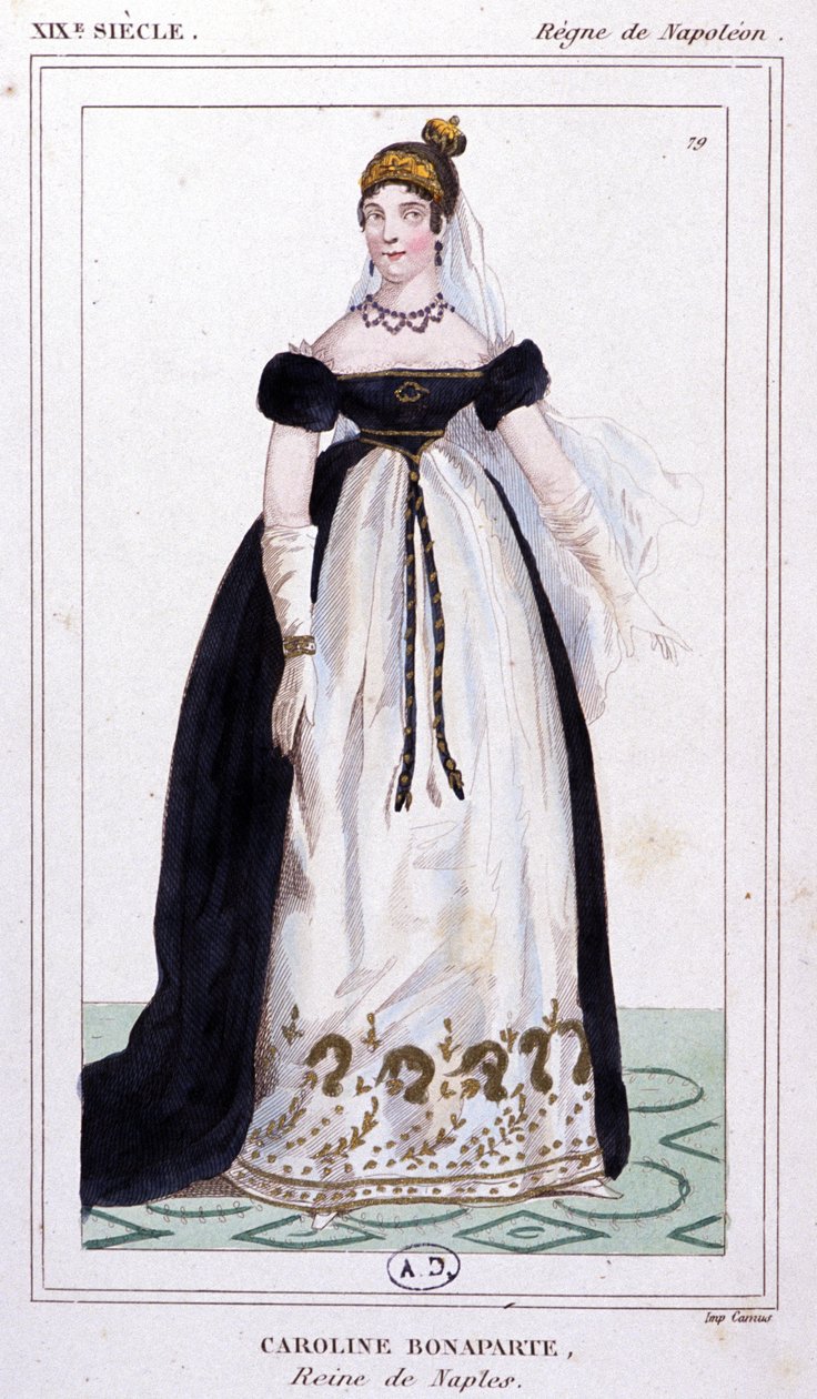 Caroline Bonaparte, asi 1810 (rytina) od Unbekannter Künstler