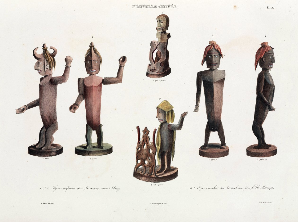 Vyřezávané dřevěné figurky, Nová Guinea od Unbekannt