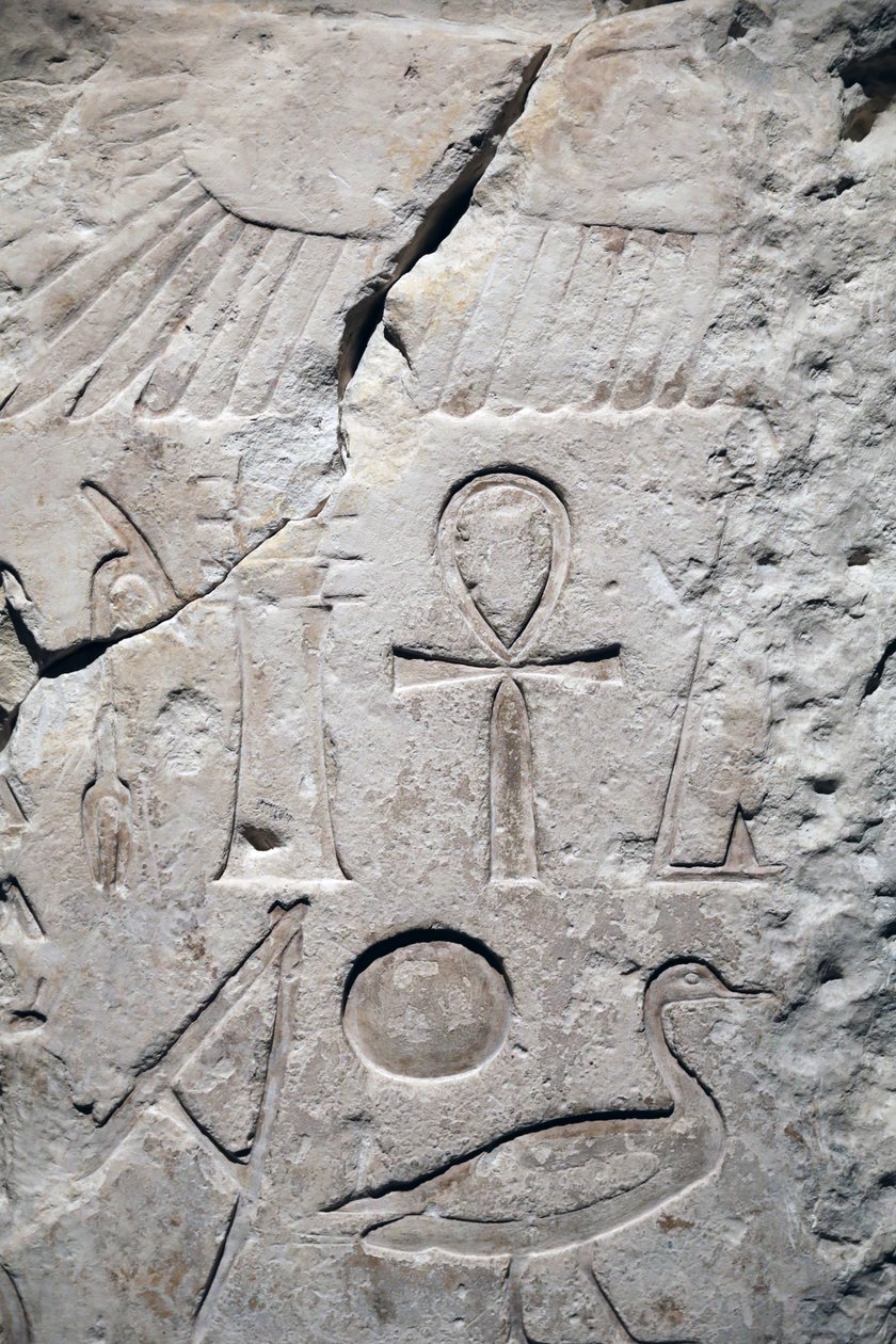 Coptos, fragment chrámu Sesostris 1, detail od Unbekannter Künstler