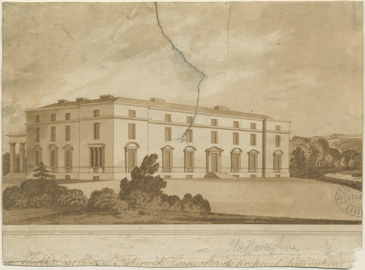 Fisherwick Hall: rytina akvatinty a [? 19. století] od Unbekannt