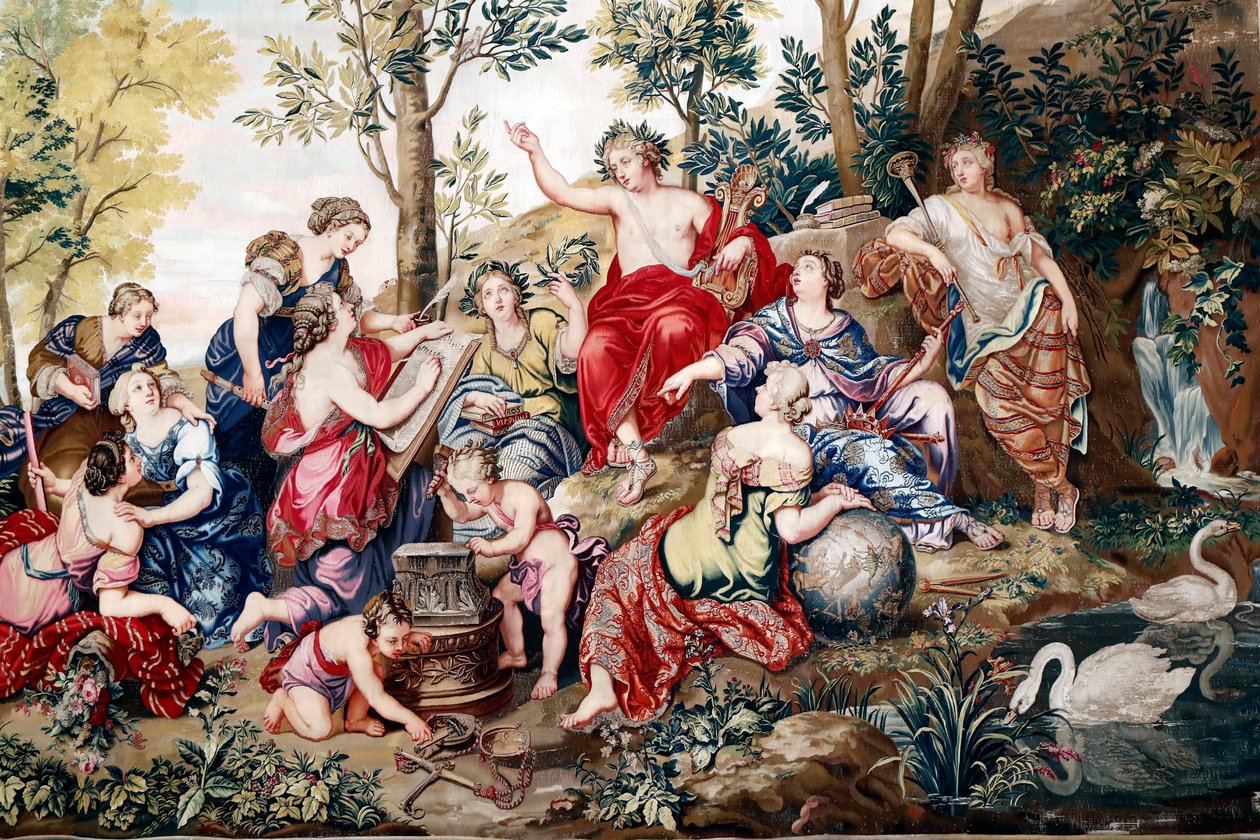 Le Parnasse. (tapestry)   1350686   cs       czech Successfully Translated  Original: Bespotting van Christus Val en de verlossing van de mensheid door het leven en passie van Christus (series title) Translat: Bespotting van Christus Val en de verlossing v od Unbekannter Künstler