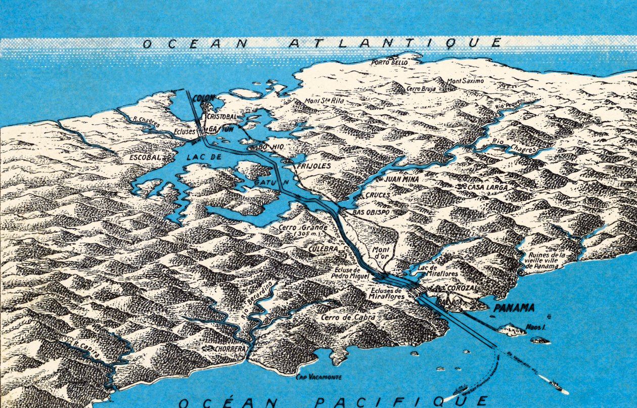 Mapa Panamského průplavu od Unbekannter Künstler