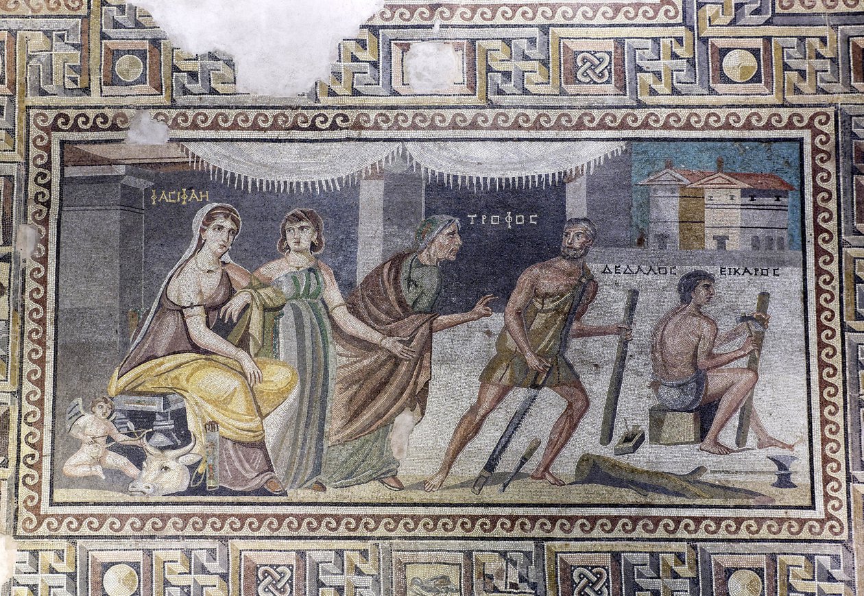 Mozaika, Pasiphae a Daedalus od Unbekannter Künstler