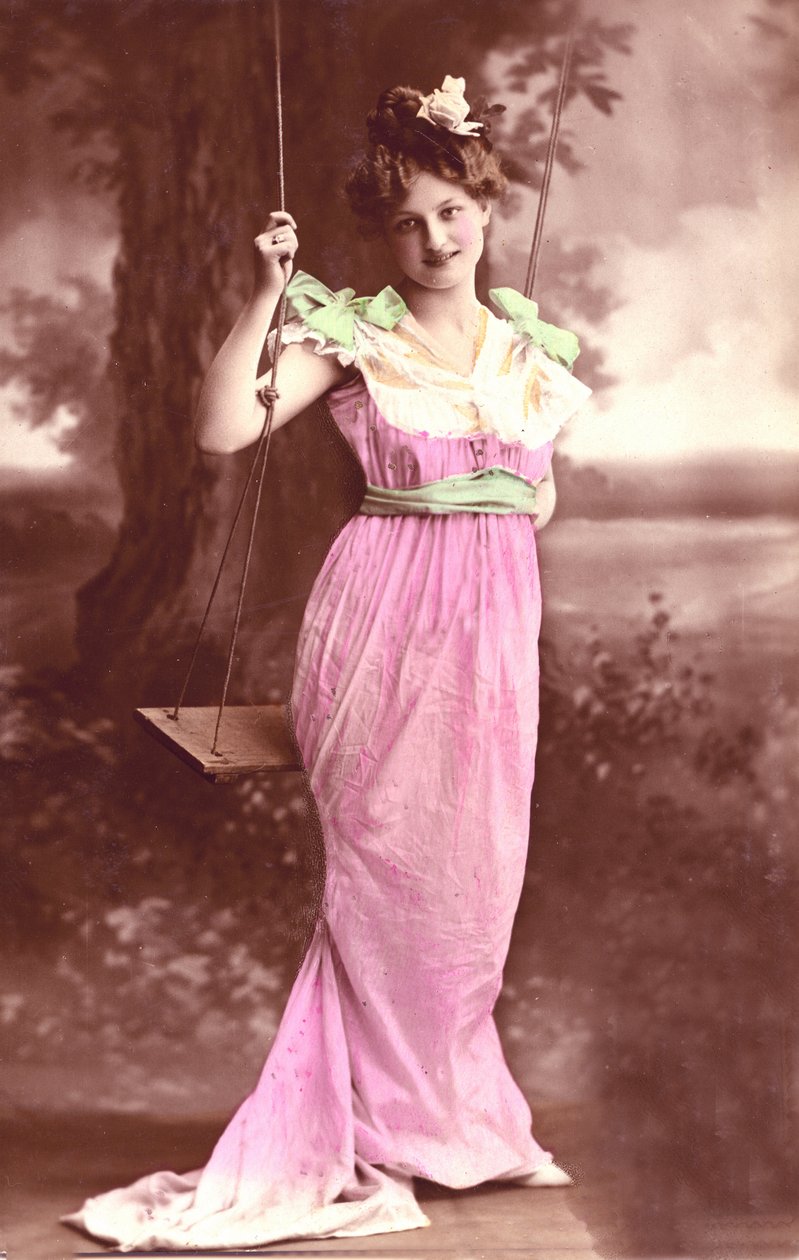Na houpačce: pohlednicová fantazie 1910 od Unbekannter Künstler