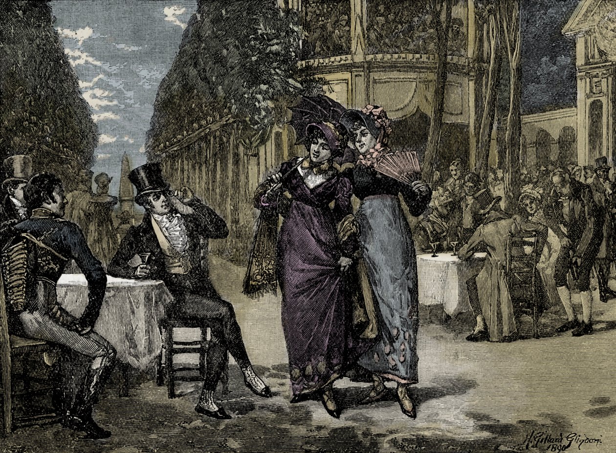 Regentská móda: "The Beaus and the Belles". od Unbekannter Künstler
