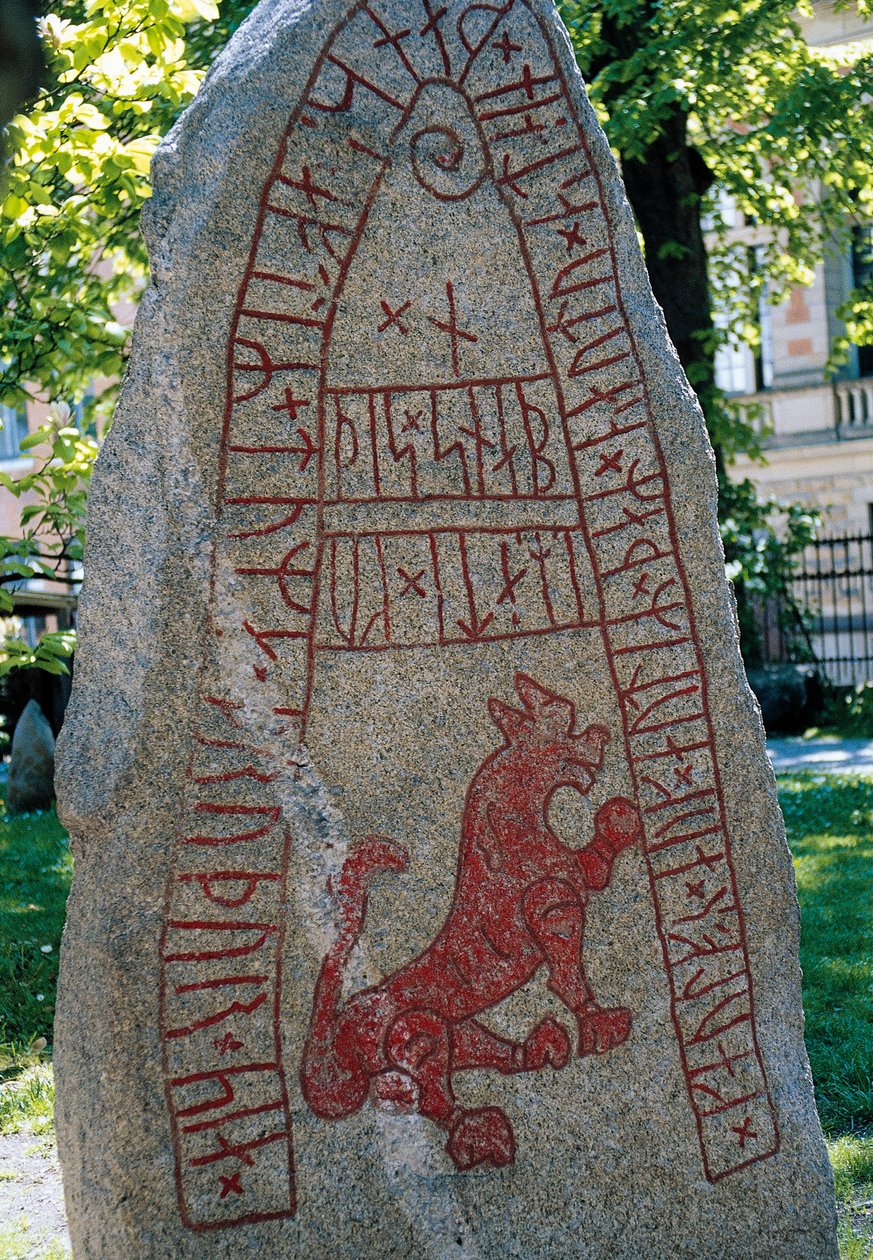 Rune Stone, Lund, Švédsko. Vikingská civilizace. od Benjamin Baud