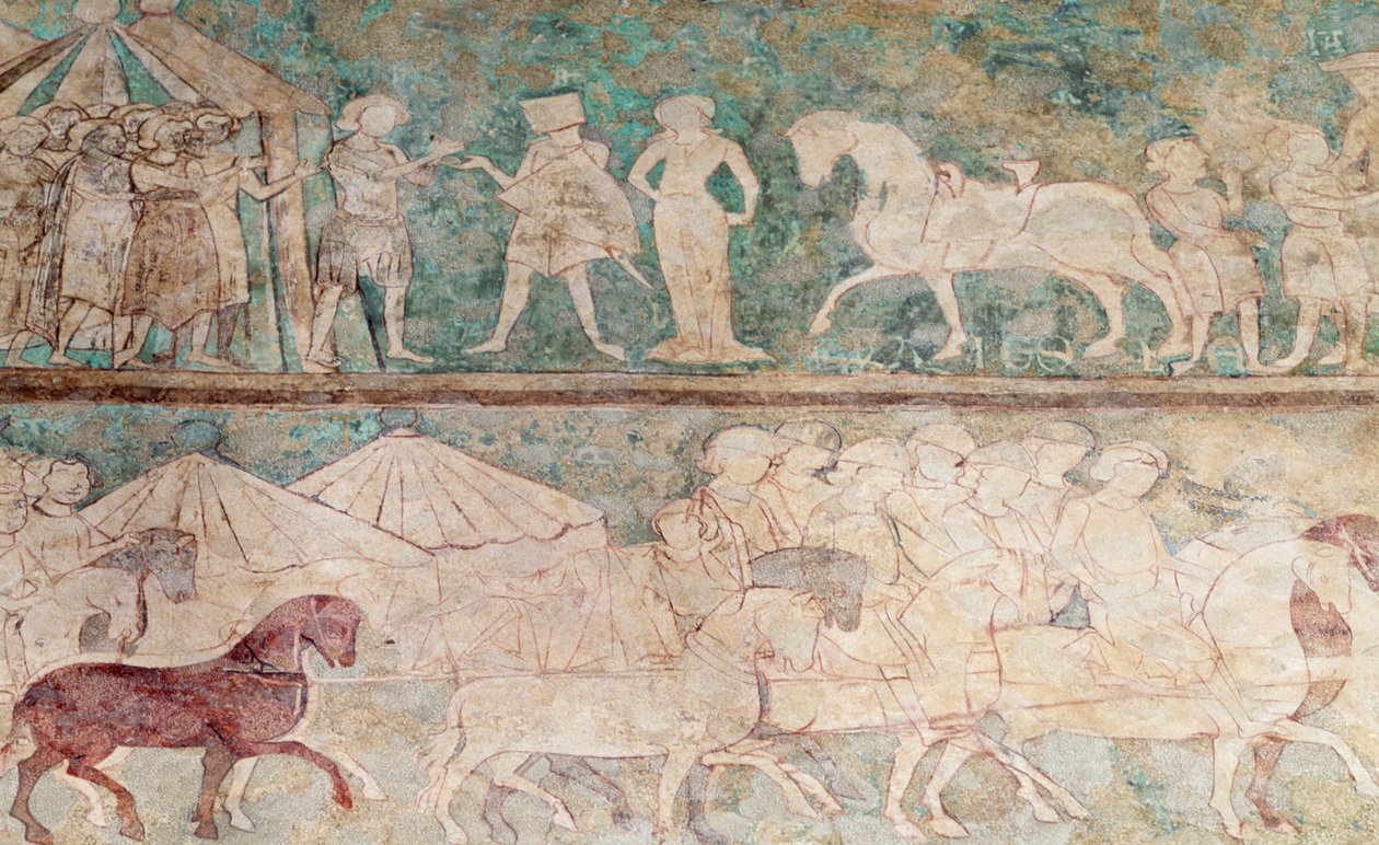 Španělsko, Aragon, Saragossa, palác Aljaferia, detail fresky od Benjamin Baud