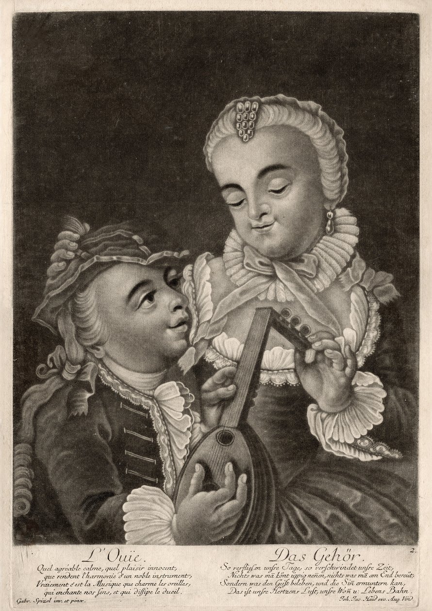 Slyšení, Augsburg, c.1760 (gravírování) od Unbekannter Künstler