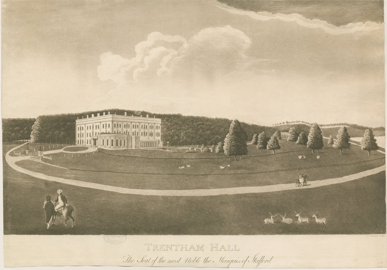 Trentham Hall: rytina akvatinty od Unbekannt